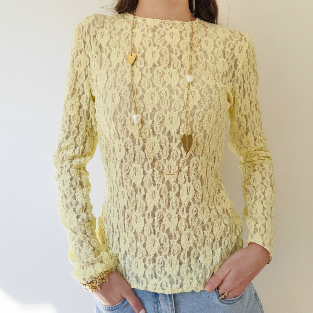 Lace top Geel Top