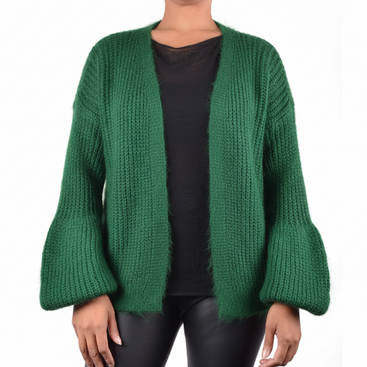 Groen Wollen Vest met Pofmouwen cardigan