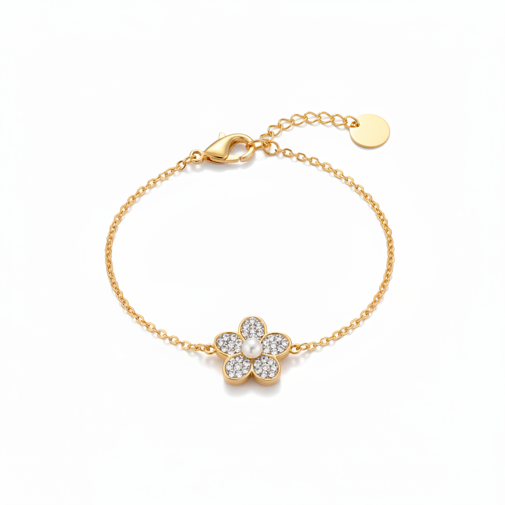 Armband Bloem Parel Goud Armband