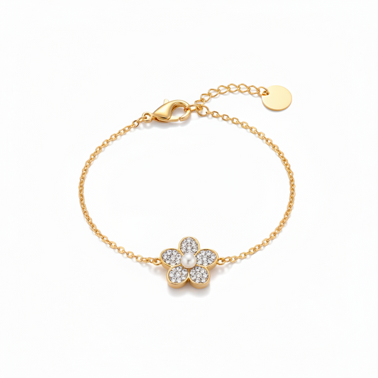 Armband Bloem Parel Goud Armband