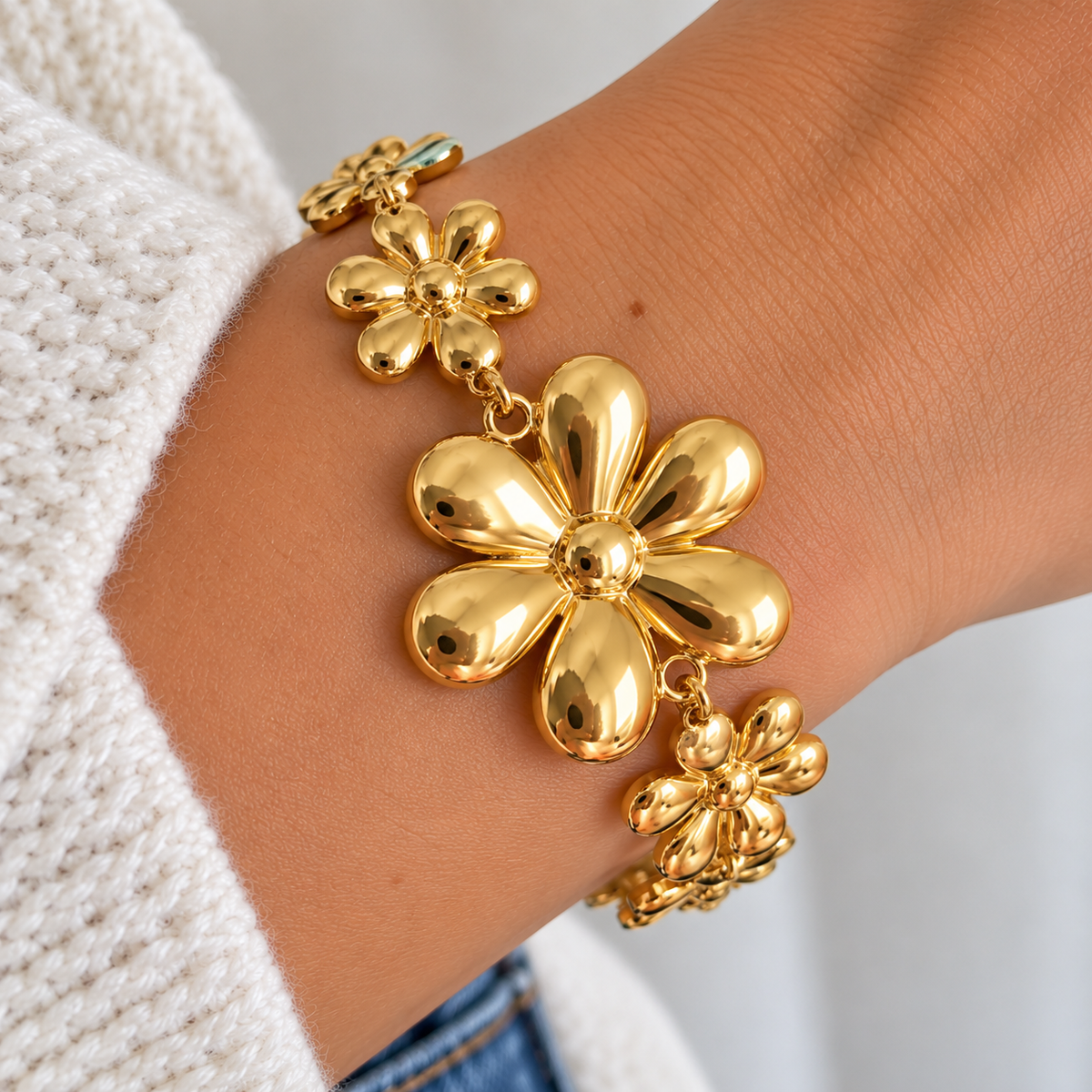 Armband Big Flower Goud Armbanden