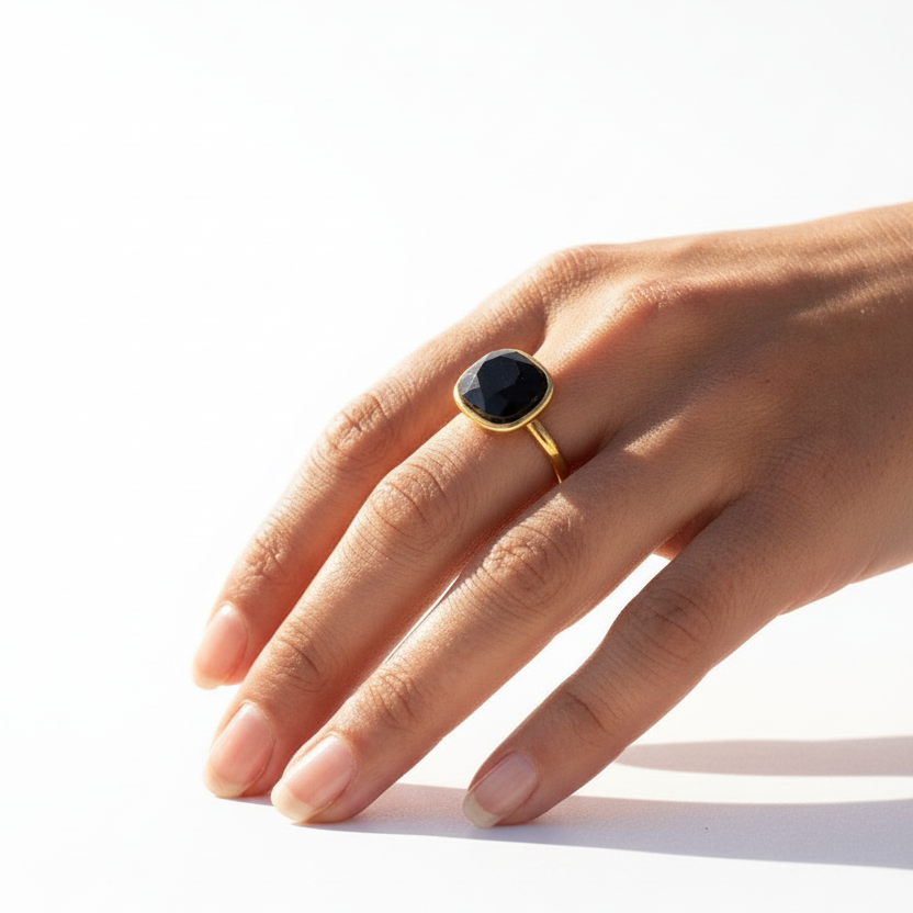 Ring Big Stone - Zwart Ring