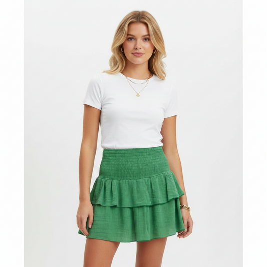 Ruffled Mini Rok met Short — Groen rokken