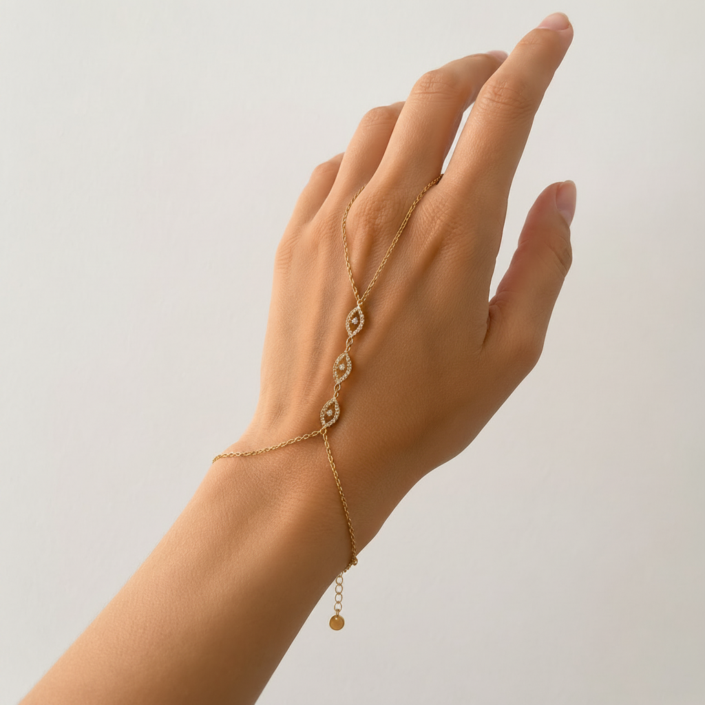 Hand Chain Evil Eye Goud Armbanden