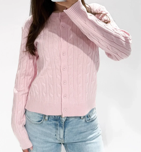 Fijne Kabel Cardigan - Roze Cardigans