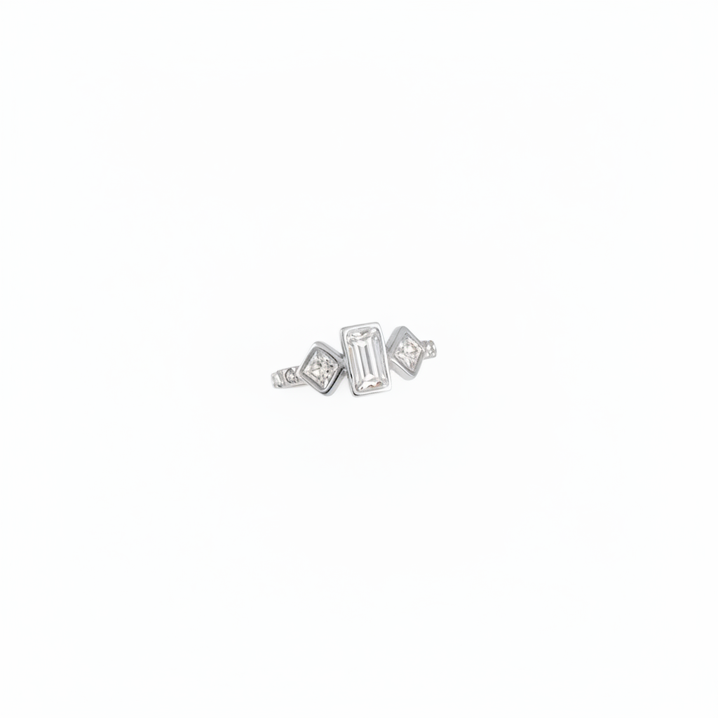 Ring Glitter Squares - Zilver