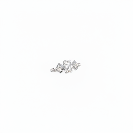 Ring Glitter Squares - Zilver