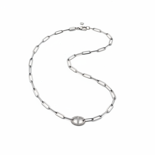 Ketting DD Strass Zilver Ketting