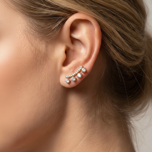 Oorbellen Double Sparkling Goud Oorbellen