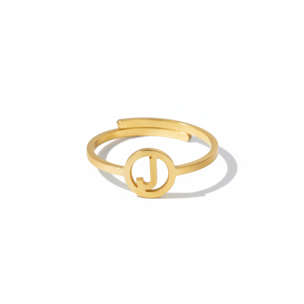 Initiaal Ring Goud J ringen