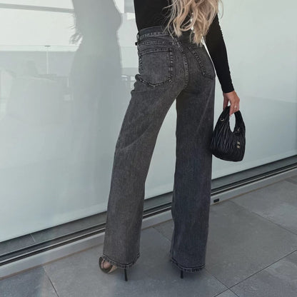Jeans High Waist Wide Leg – Antraciet Jeans