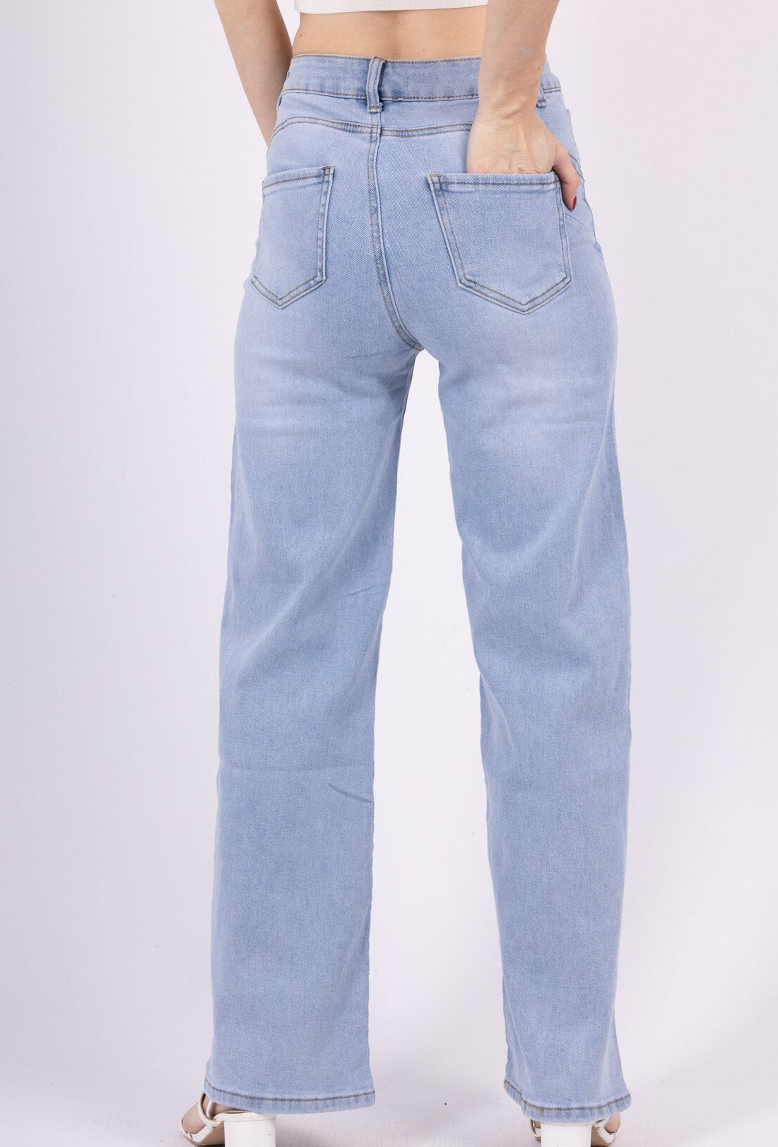 Goodies Jeans High Waisted Wide Leg - Lichtblauw Jeans