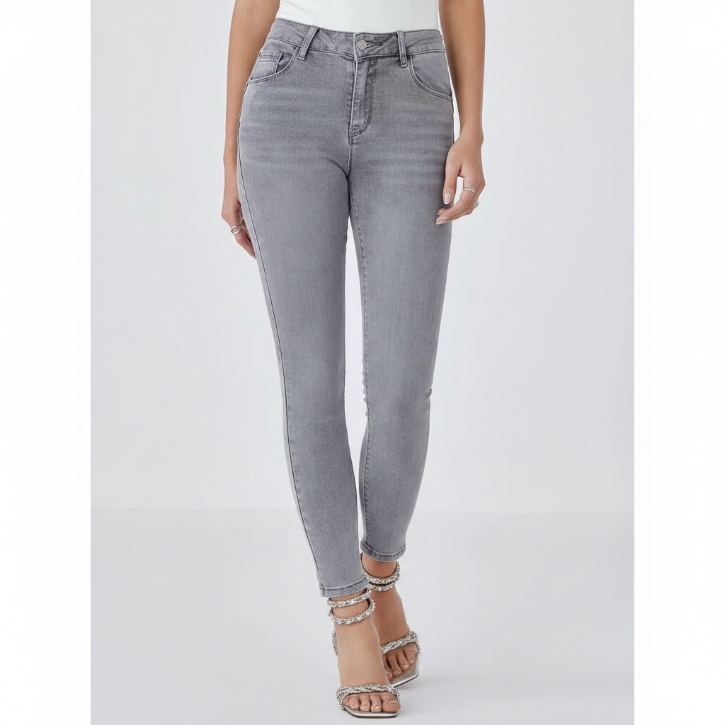 Jeans Skinny High Waist - Lichtgrijs broeken