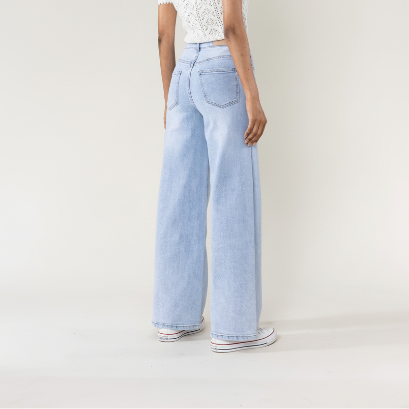 Jeans High Waist Super Wide Leg - Lichtblauw broeken