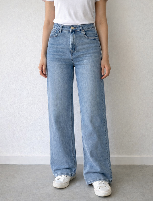 Jeans Goodies High Waisted Wide Leg - Mid Blue Jeans