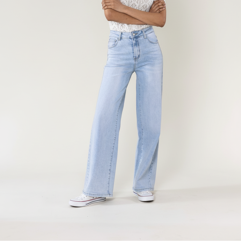 Jeans High Waist Super Wide Leg - Lichtblauw broeken