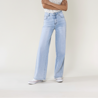 Jeans High Waist Super Wide Leg - Lichtblauw broeken