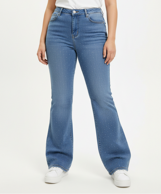 Jeans Curvy Flared Strass - MidBlue Jeans