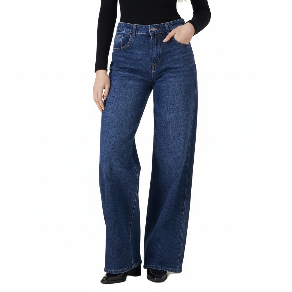 Jeans wide leg - Donkerblauw Jeans