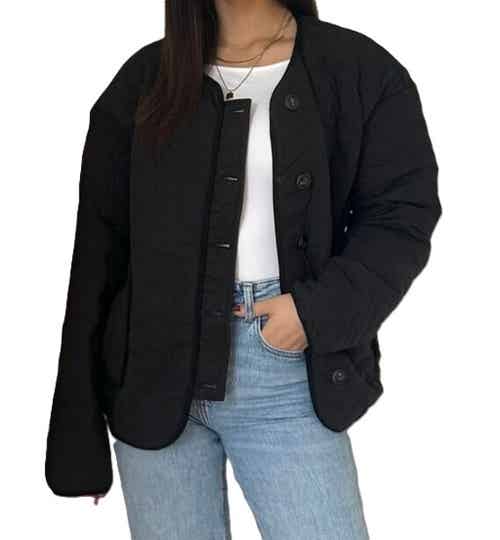 Quilted Cotton Jacket - Zwart Jassen