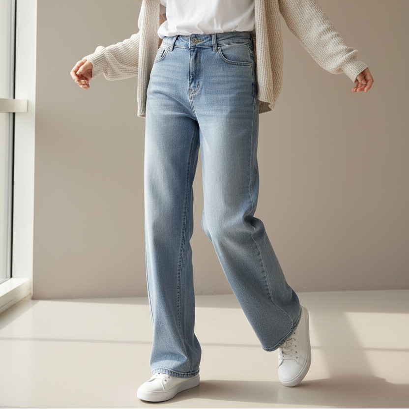 Jeans Goodies Ankle Wide Leg High Waisted - Blauw Jeans