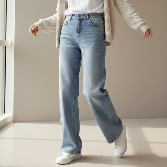 Jeans Goodies Ankle Wide Leg High Waisted - Blauw Jeans