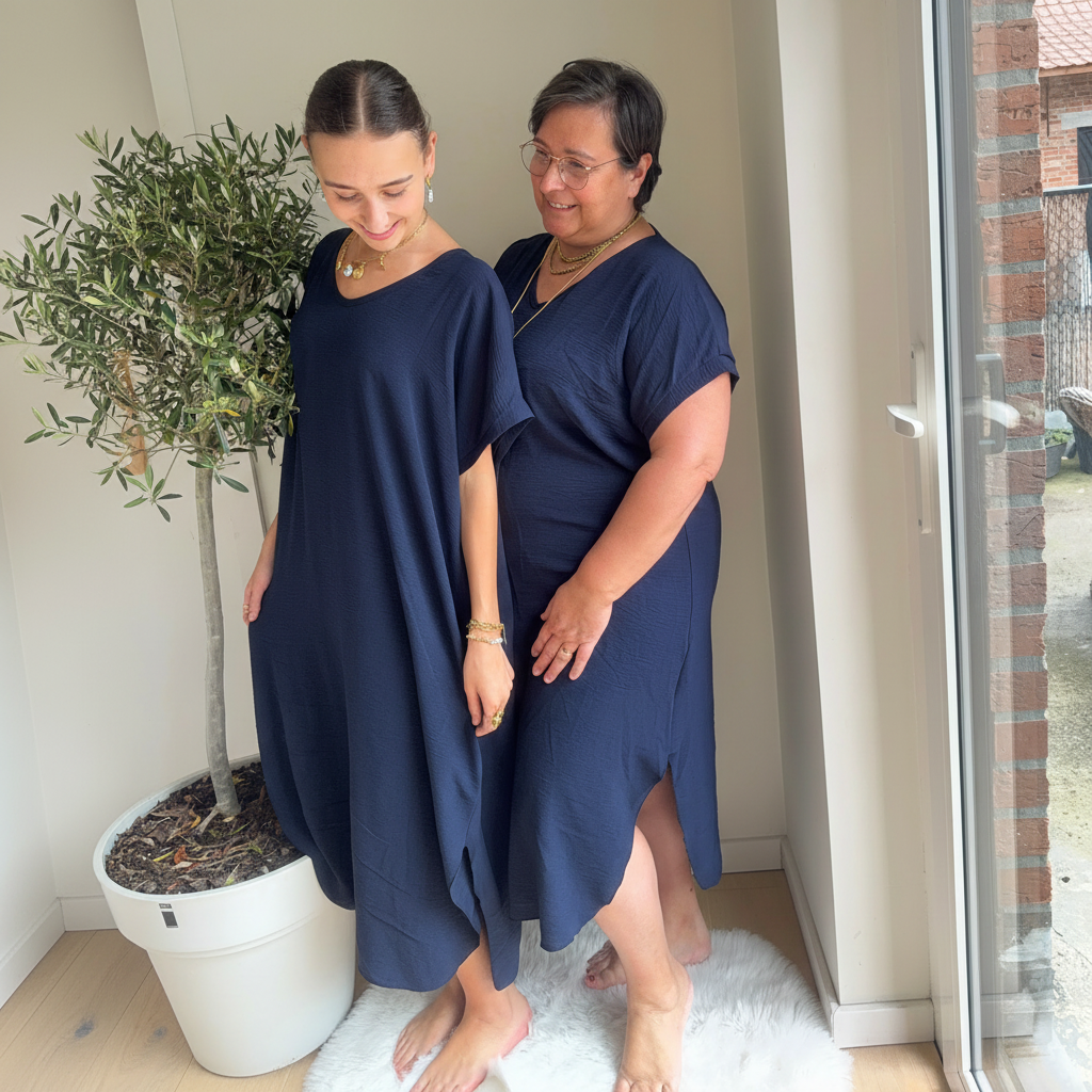 Midi Dress Korte Mouwen | One Size 36-48 Jurken