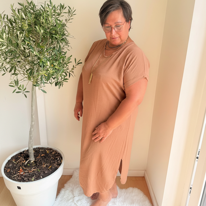 Midi Dress Korte Mouwen | One Size 36-48 Jurken