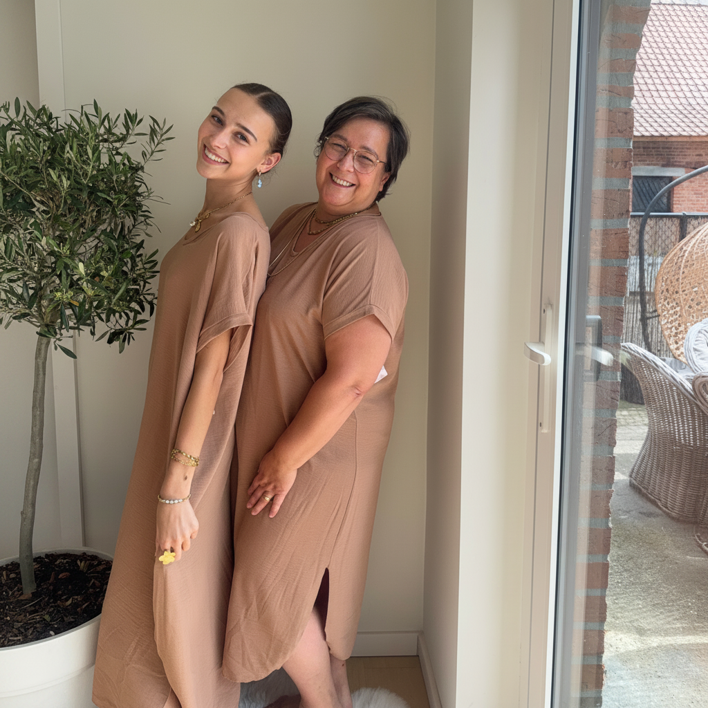 Midi Dress Korte Mouwen | One Size 36-48 Jurken
