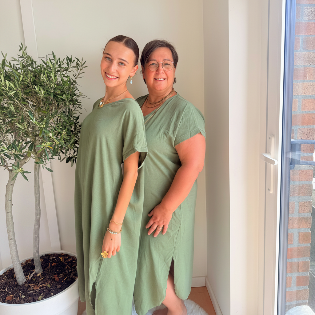 Midi Dress Korte Mouwen | One Size 36-48 Jurken