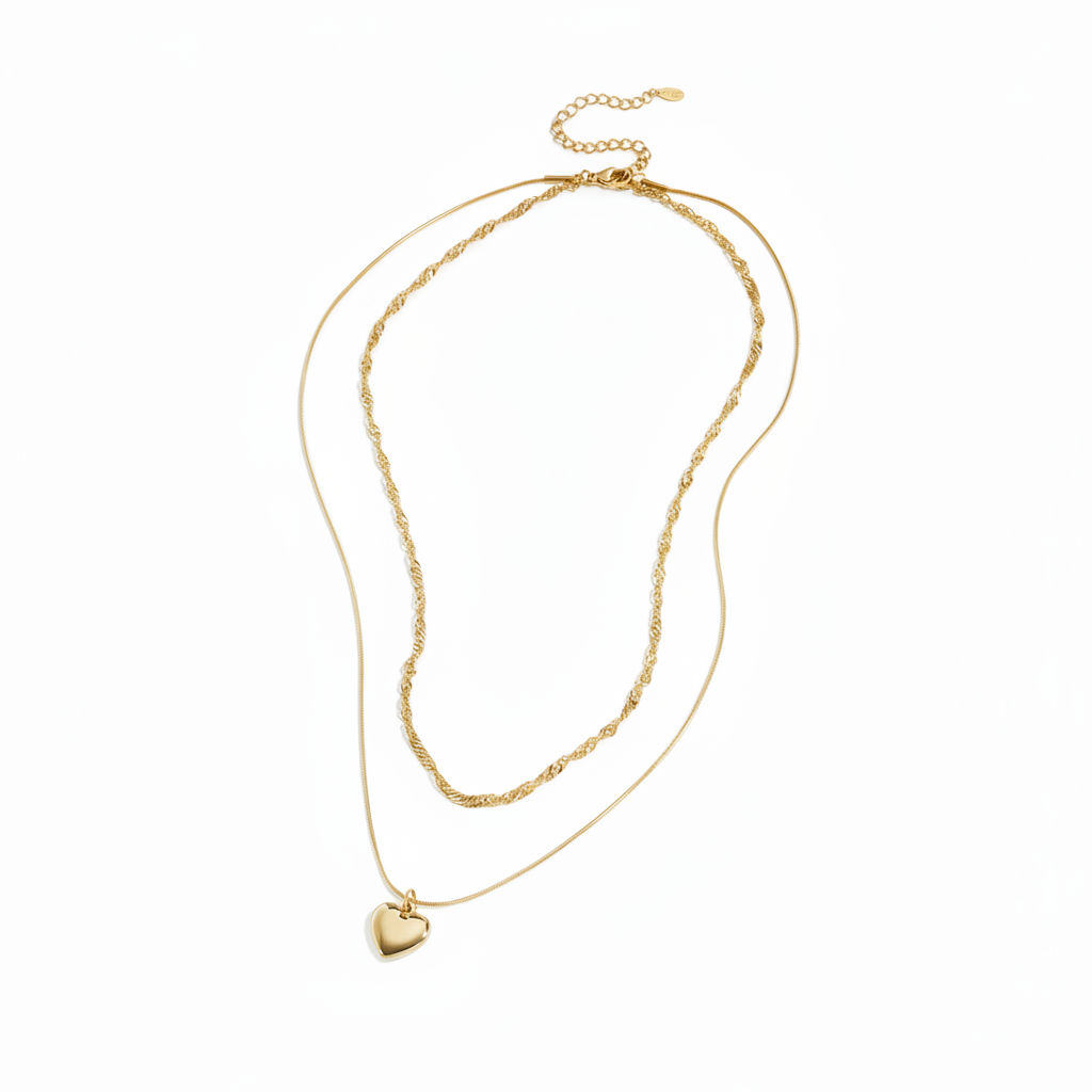 Ketting Layered Heart Goud Ketting