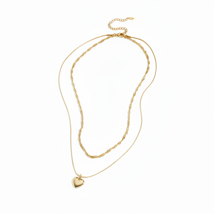 Ketting Layered Heart Goud Ketting