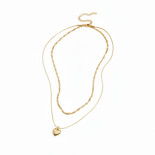 Ketting Layered Heart Goud Ketting