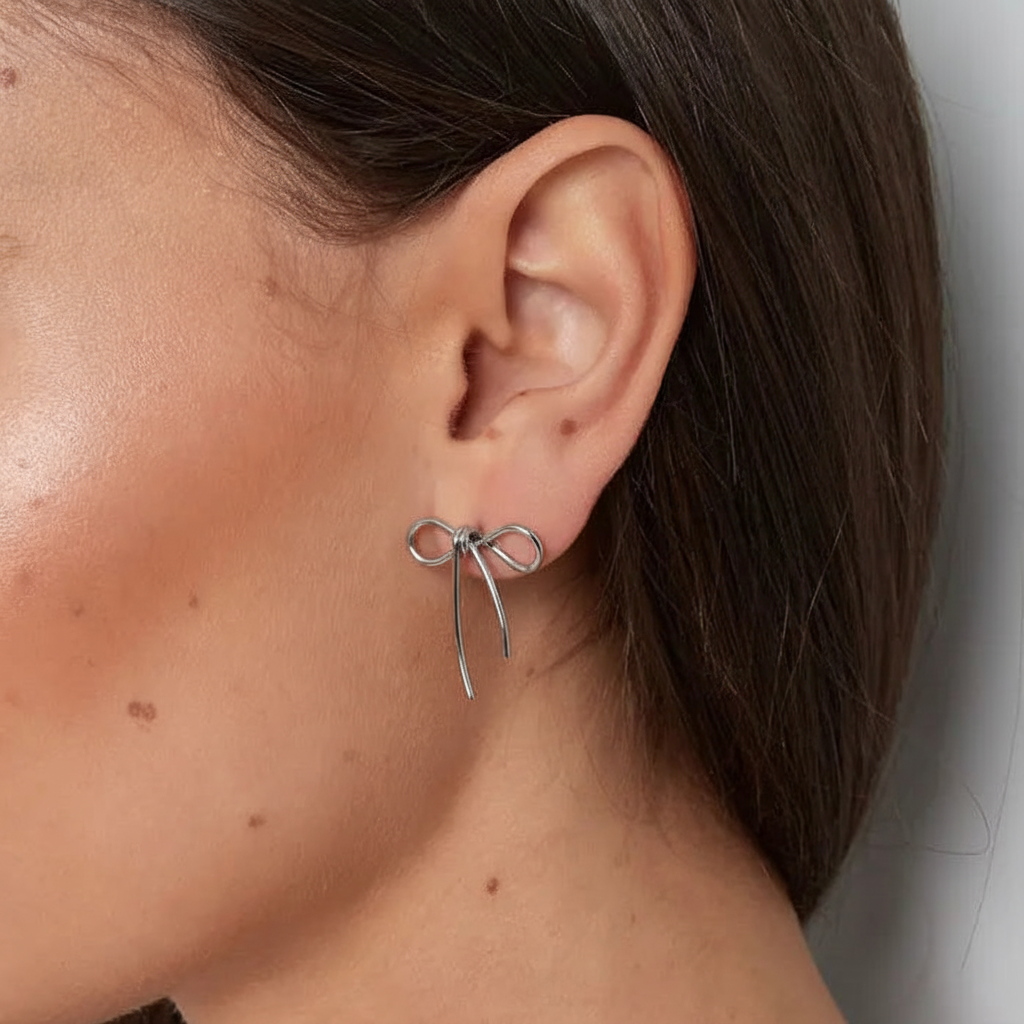 Oorbellen knotted bow - Zilver Oorbellen