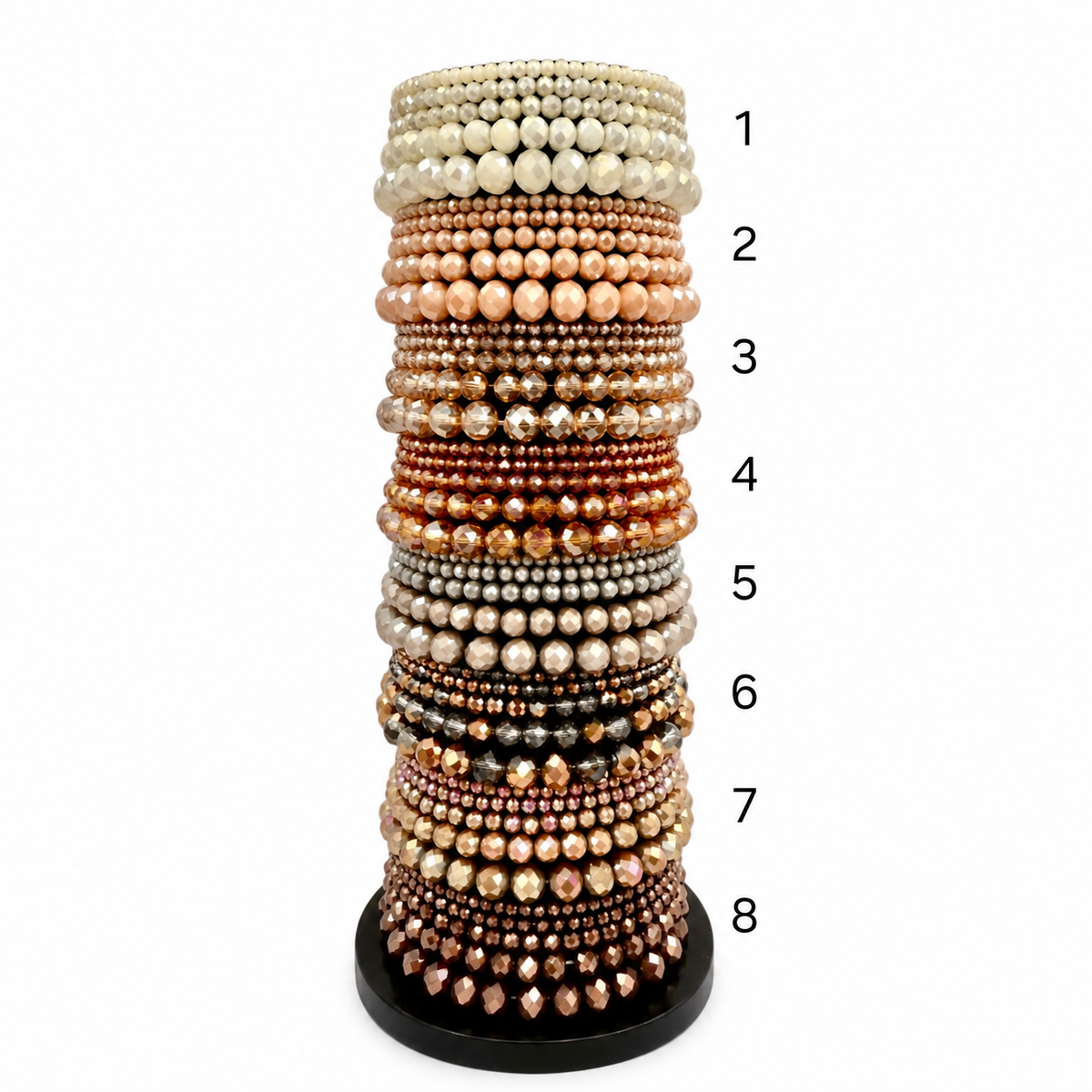 Set van 5 Glaskralen Armbanden – Bruintinten Armbanden