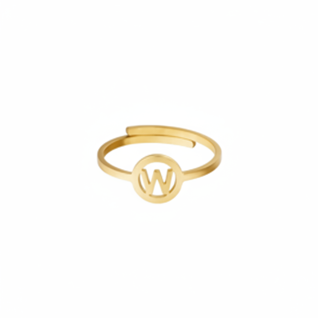 Initiaal Ring Goud W ringen