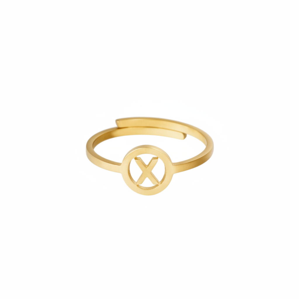 Initiaal Ring Goud X ringen