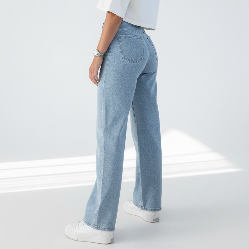 Jeans High Waisted Wide Leg - Lichtblauw jeans