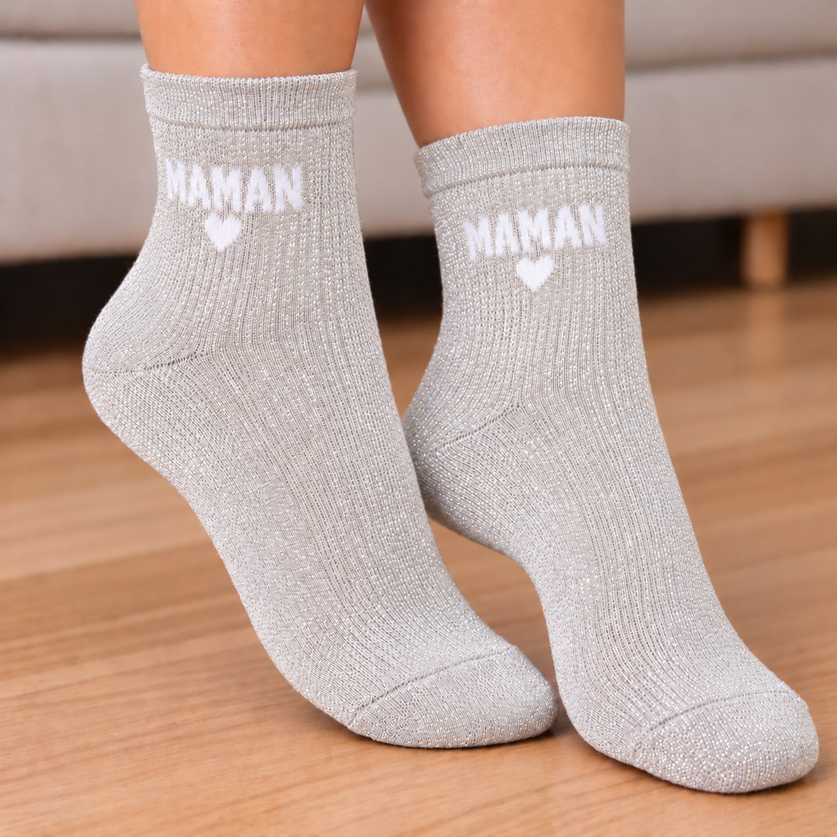 Sokken Maman Met Glitter Lichtzilver sokken