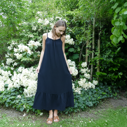 Maxi Jurk Cotton Gauze - Zwart jurk