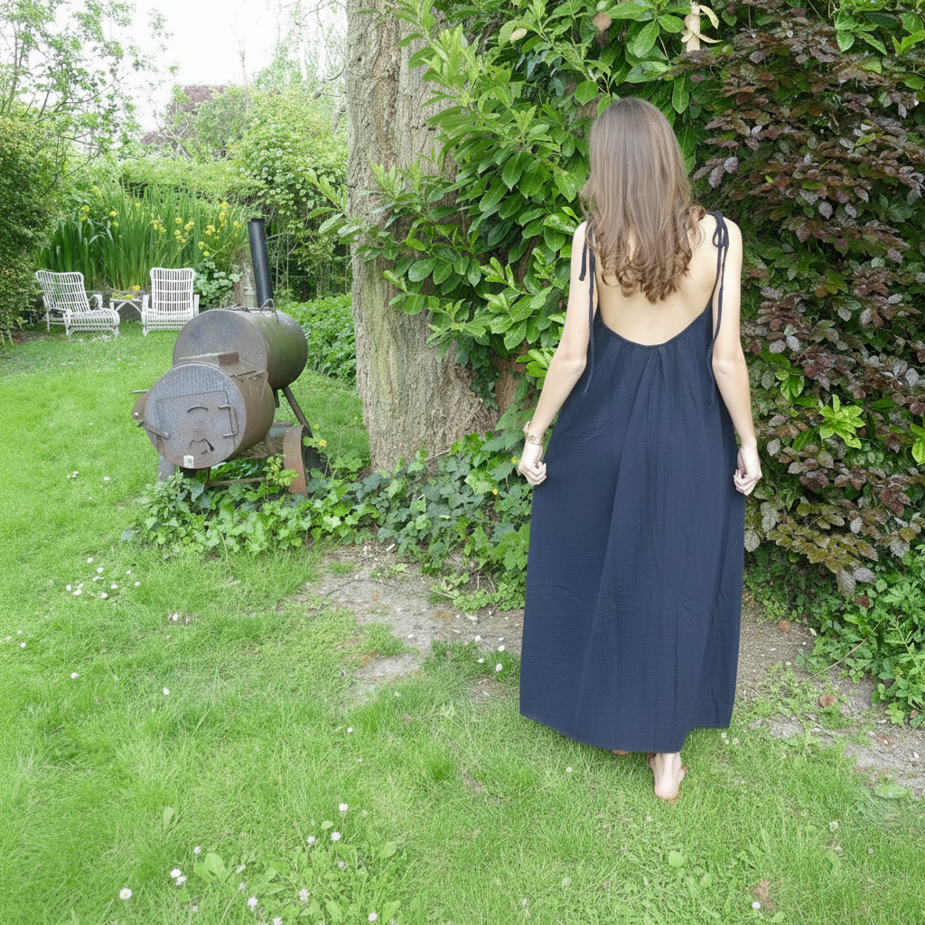 Maxi Jurk Cotton Gauze - Zwart rokken