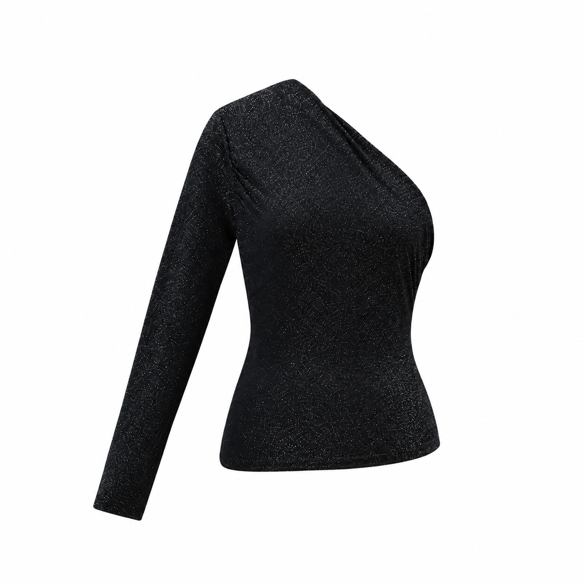One Shoulder Glittertop – Zwart Top