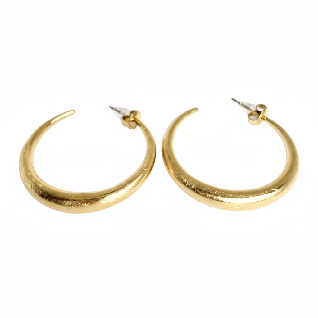 Oorbellen brushed hoops 3,5cm - Goud oorbellen