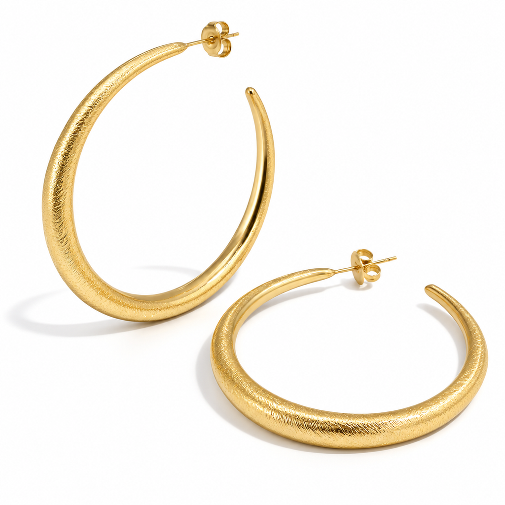 Oorbellen Brushed Hoops – Goud oorbellen