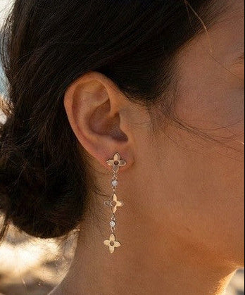 Oorbellen Clover Strass - Zilver Oorbellen