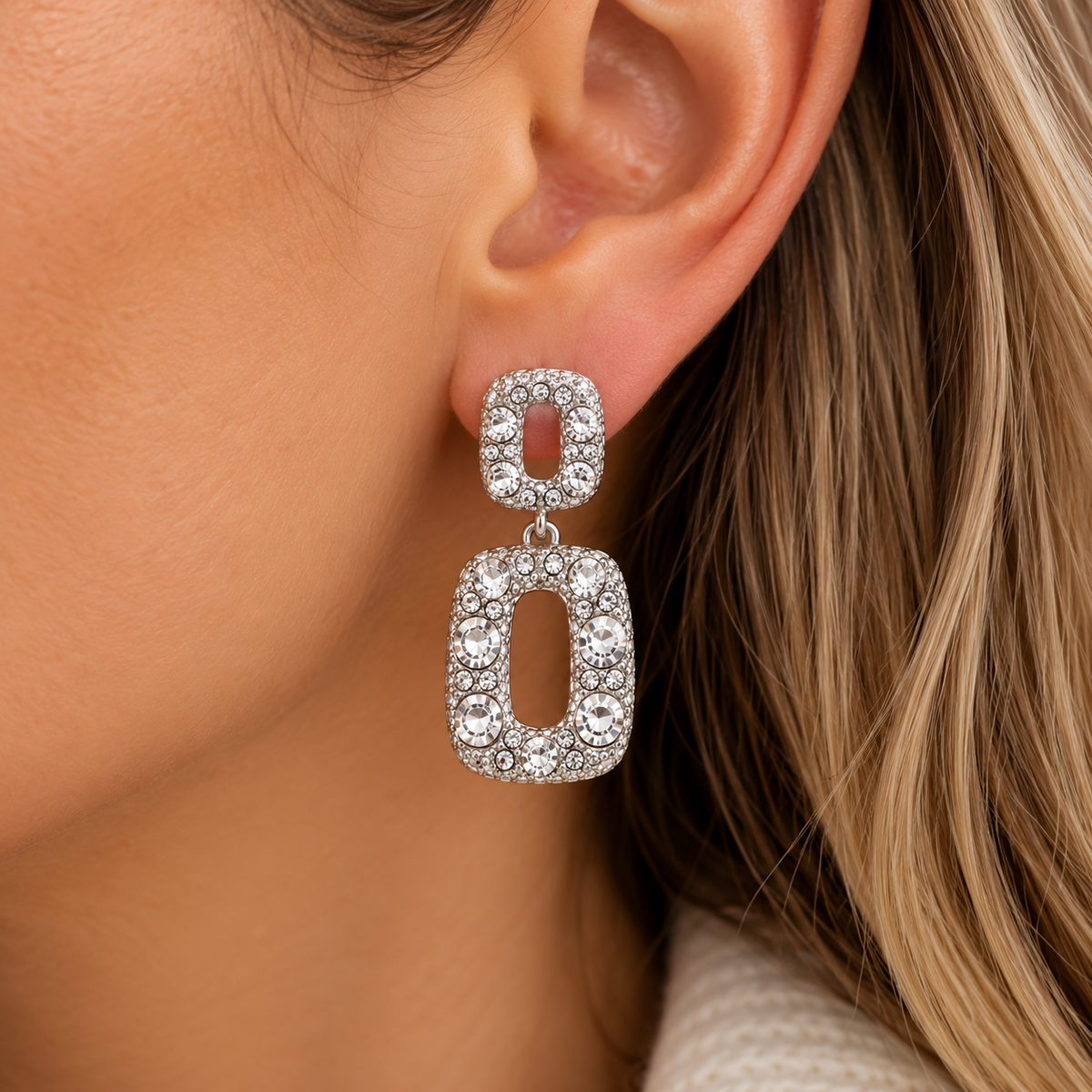 Oorbellen Double Sparkle – Zilver Oorbellen