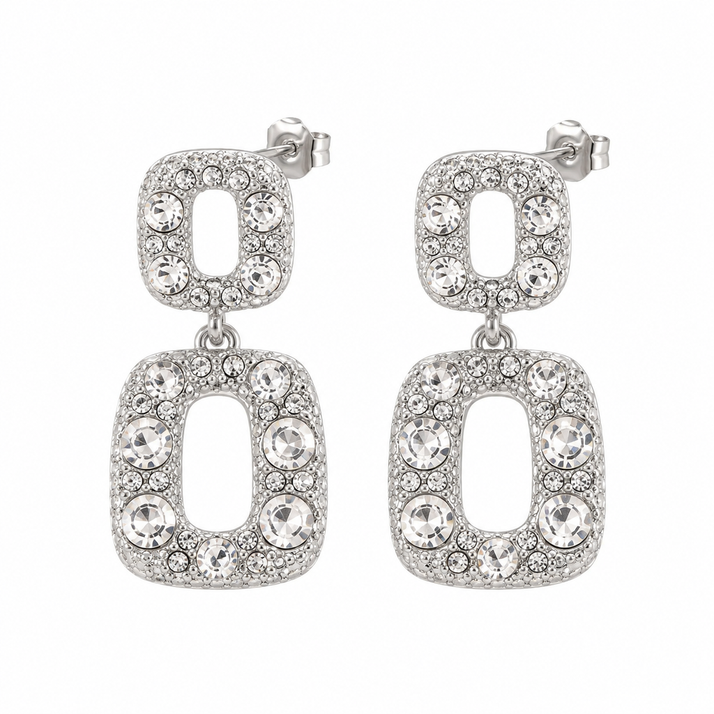 Oorbellen Double Sparkle – Zilver Oorbellen