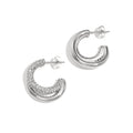 Oorbellen dubbele hoop strass - Zilver
