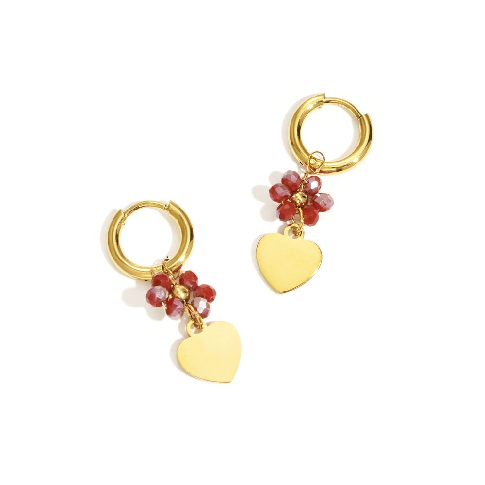 Oorbellen Flower Heart Burgundy oorbellen