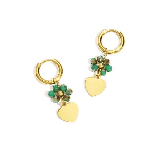 Oorbellen Flower Heart Green oorbellen
